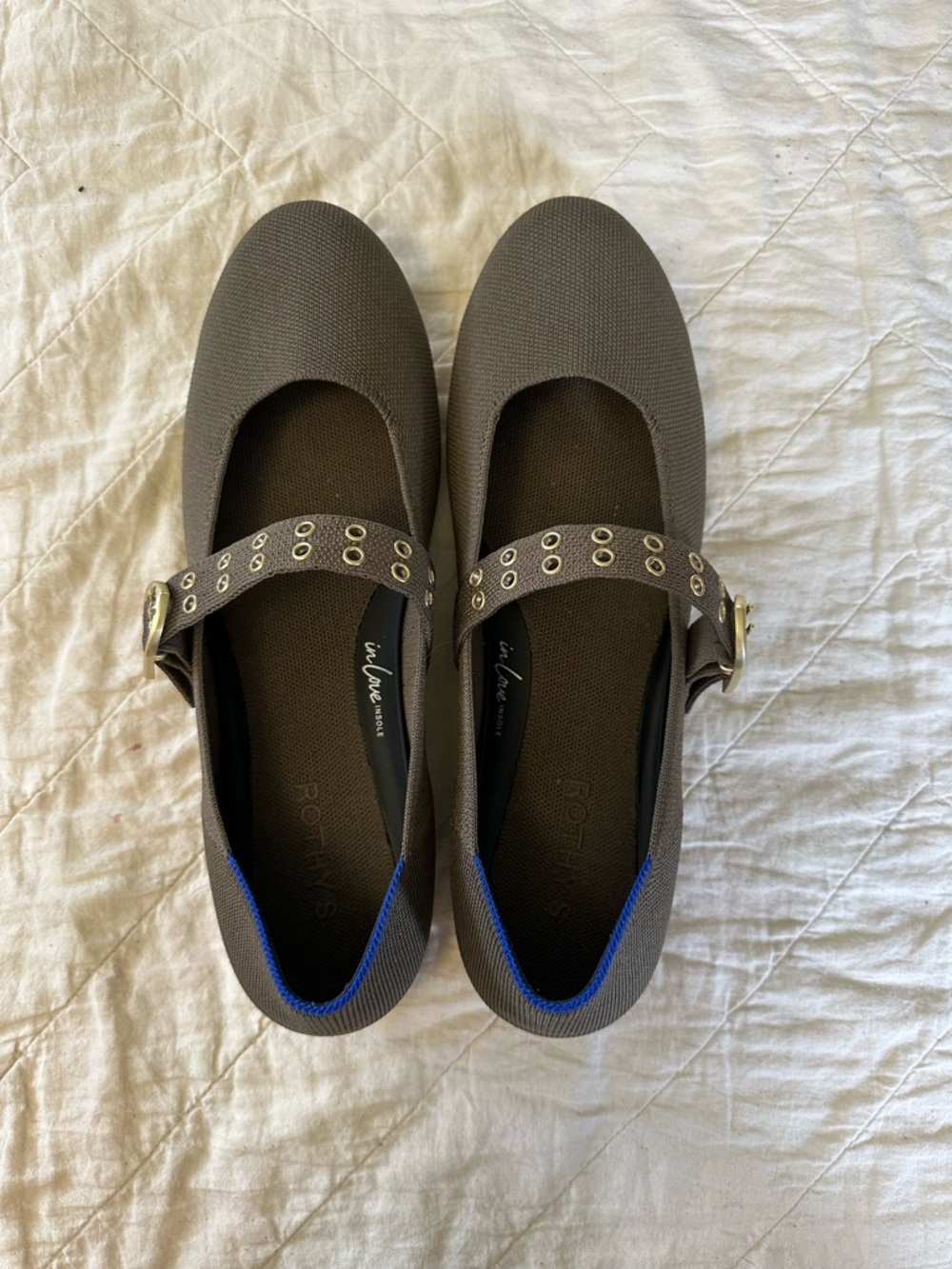 Rothy's Olive Mary Jane Flats with Eyelet Strap